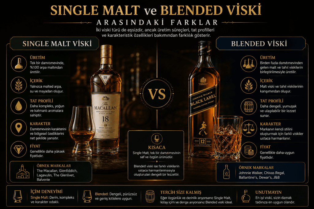 Single Malt ve Blended Viski Farkı Single Malt ve Blended Viski Farkı