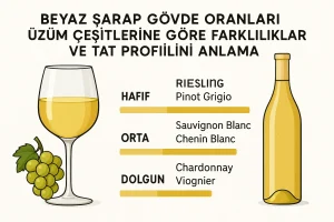 Beyaz Şarap Gövde Oranları Üzüm Çeşitlerine Göre Farklılıklar ve Tat Profilini Anlama