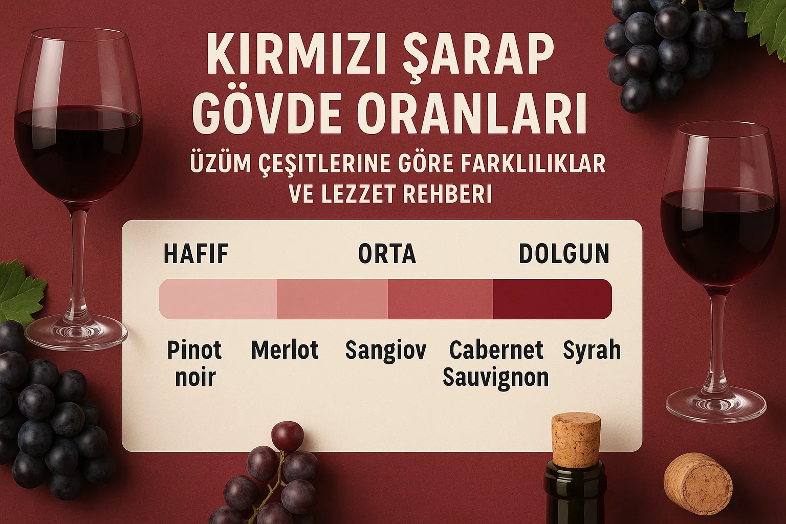 Kırmızı Şarap Gövde Oranları Üzüm Çeşitlerine Göre Farklılıklar ve Lezzet Rehberi