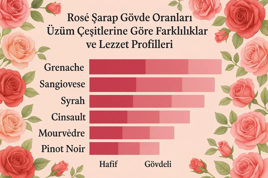 Rose Şarap Gövde Oranları Üzüm Çeşitlerine Göre Farklılıklar ve Lezzet Profilleri 6 Rose Şarap Gövde Oranları Üzüm Çeşitlerine Göre Farklılıklar ve Lezzet Profilleri