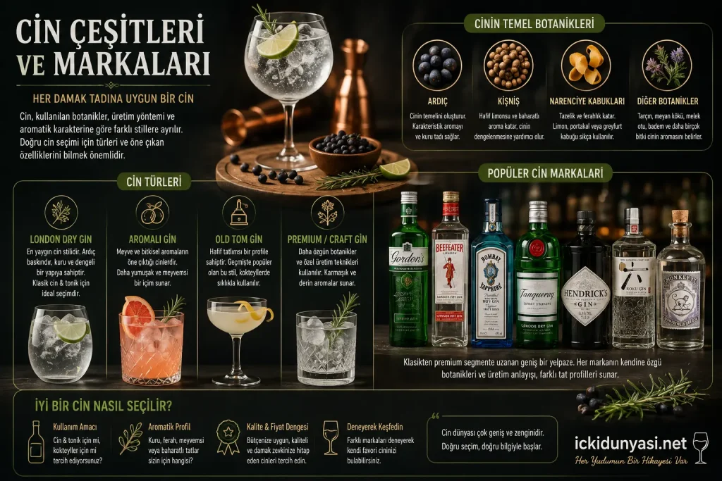 Cin Çeşitleri ve Markaları 2026 Cin çeşitleri ve popüler cin markaları 2026